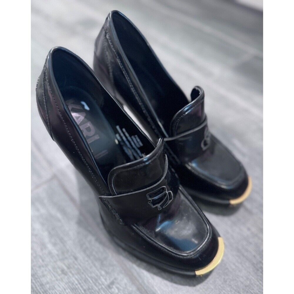 Karl Lagerfeld Paris Virna Black High Heel Patent Leather‎ Y2K Size 7.5